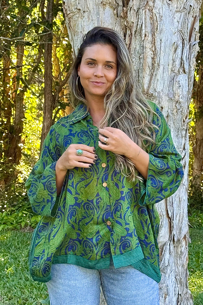 Vintage Sari Amira - Fernleaf (wool/silk)