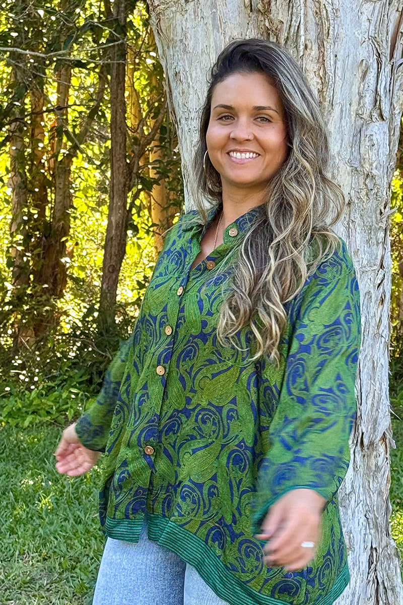 Vintage Sari Amira - Fernleaf (wool/silk)