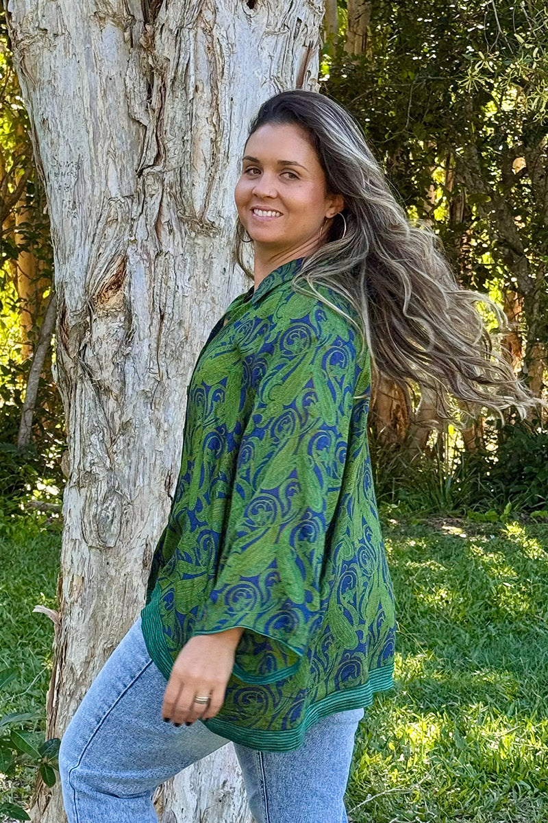 Vintage Sari Amira - Fernleaf (wool/silk)