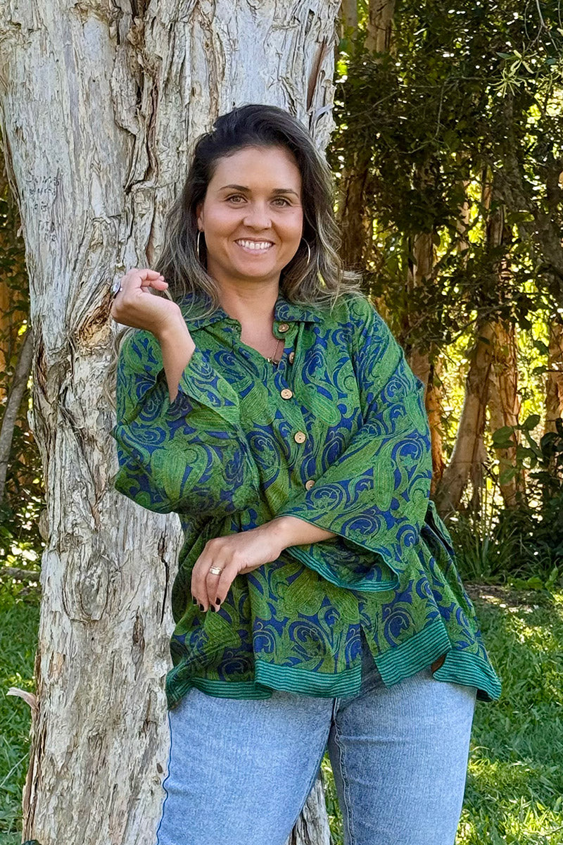 Vintage Sari Amira - Fernleaf (wool/silk)