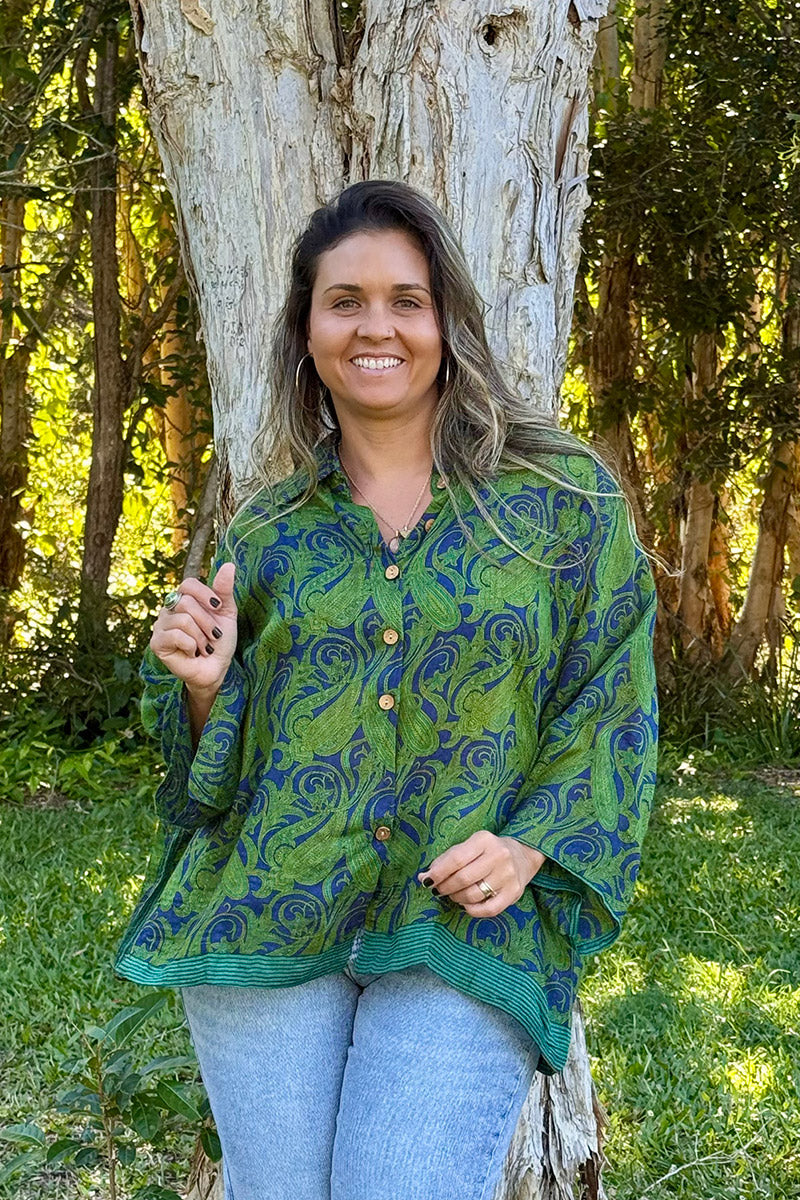 Vintage Sari Amira - Fernleaf (wool/silk)