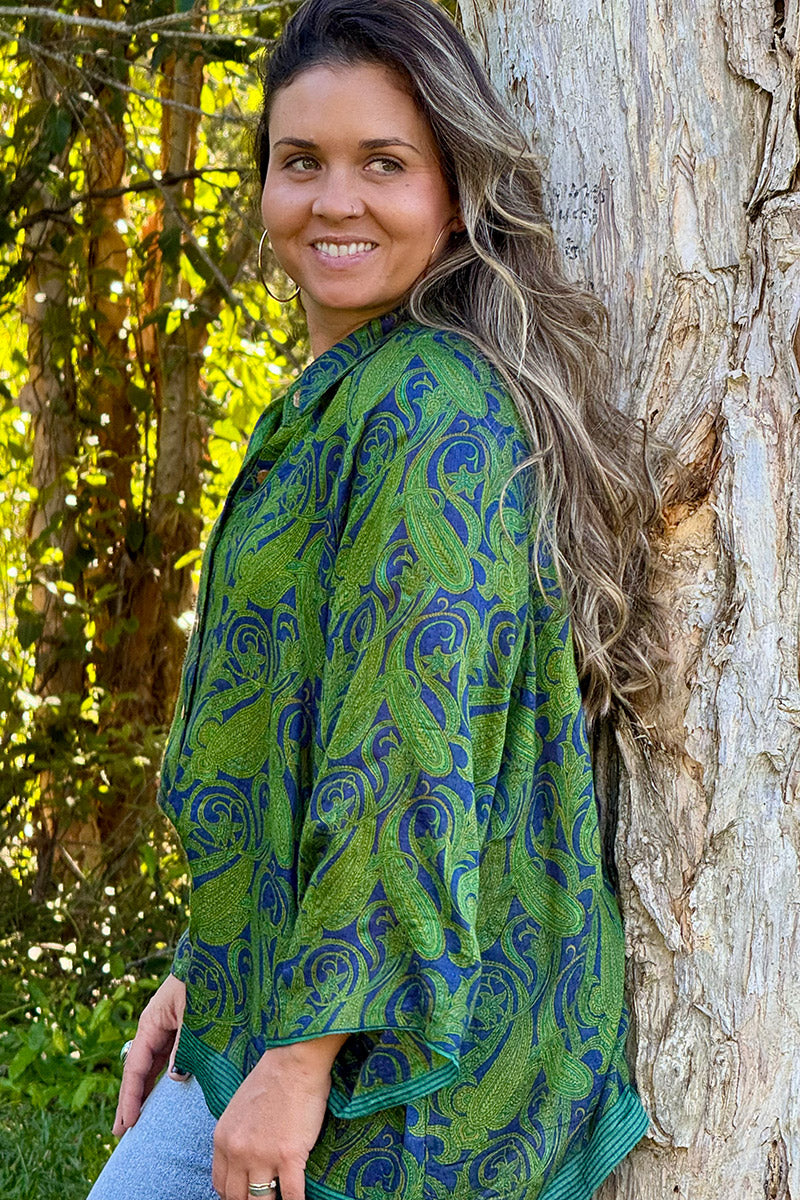 Vintage Sari Amira - Fernleaf (wool/silk)