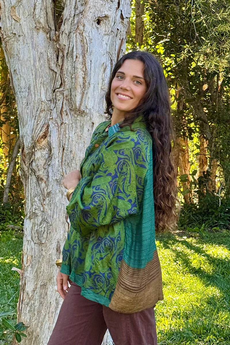 Vintage Sari Amira - Fernleaf (wool/silk)