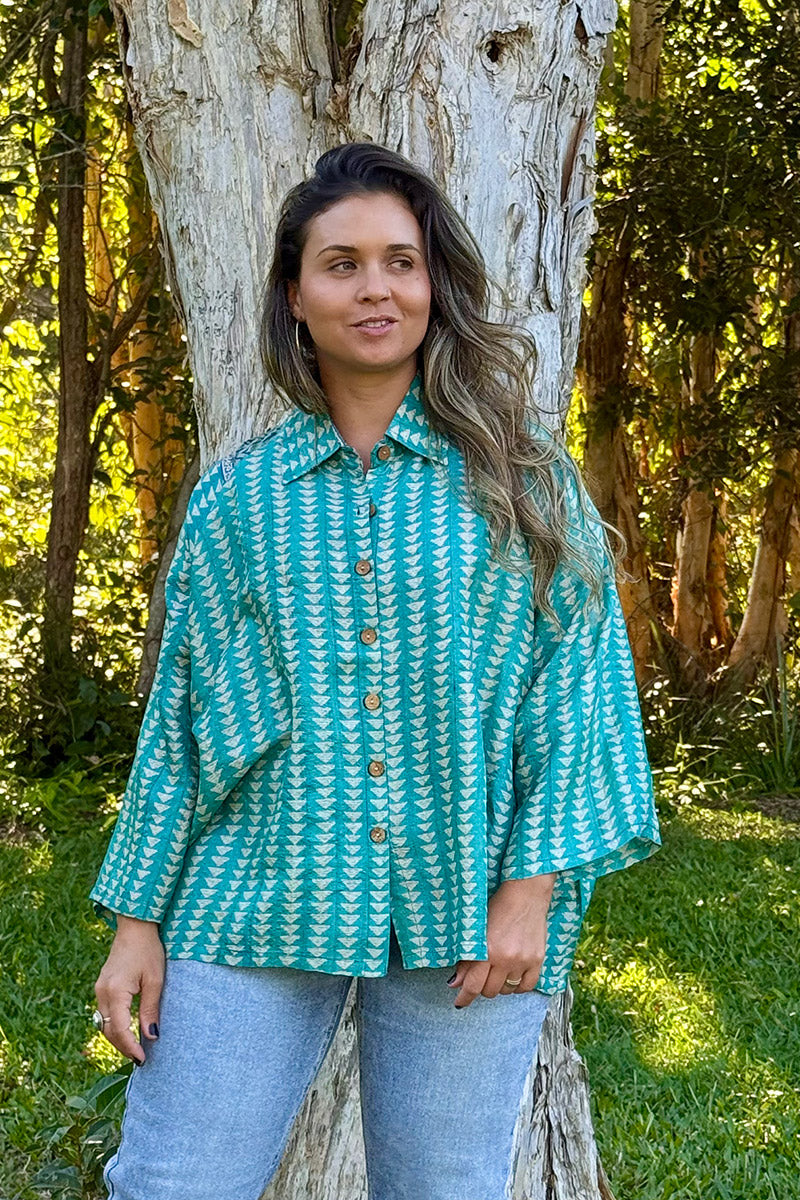 Vintage Sari Amira - Ocean (wool/silk)