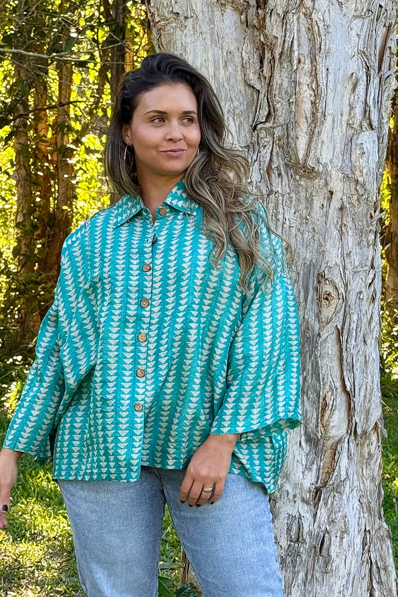 Vintage Sari Amira - Ocean (wool/silk)