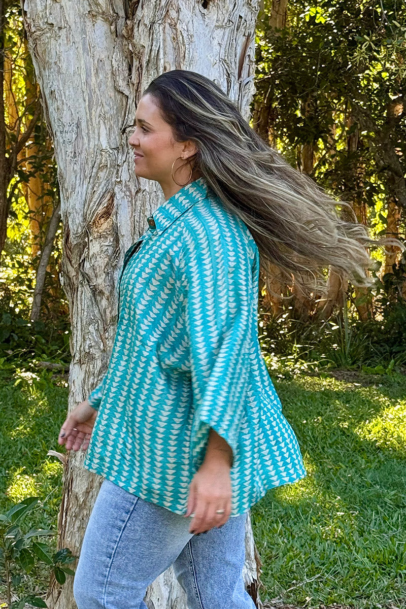 Vintage Sari Amira - Ocean (wool/silk)