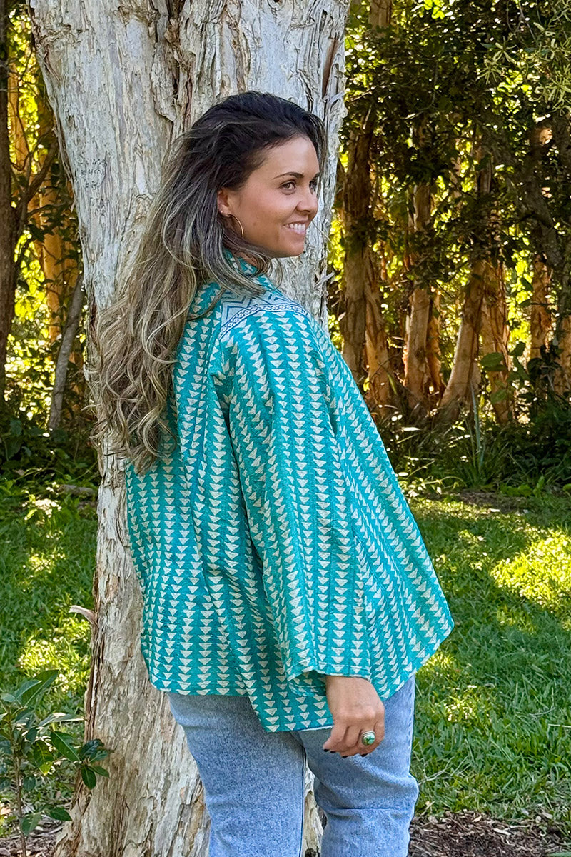 Vintage Sari Amira - Ocean (wool/silk)