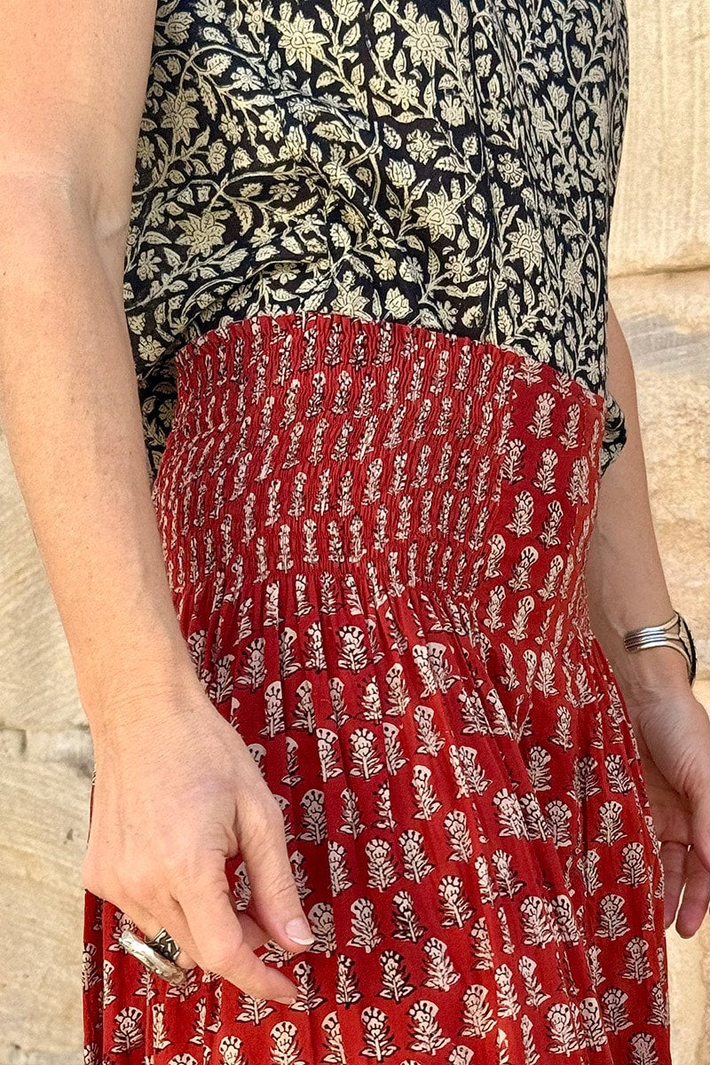 Womens, Apanna Pants, 100% cotton, hand block prints, in natural Natural Red - Henna Floret