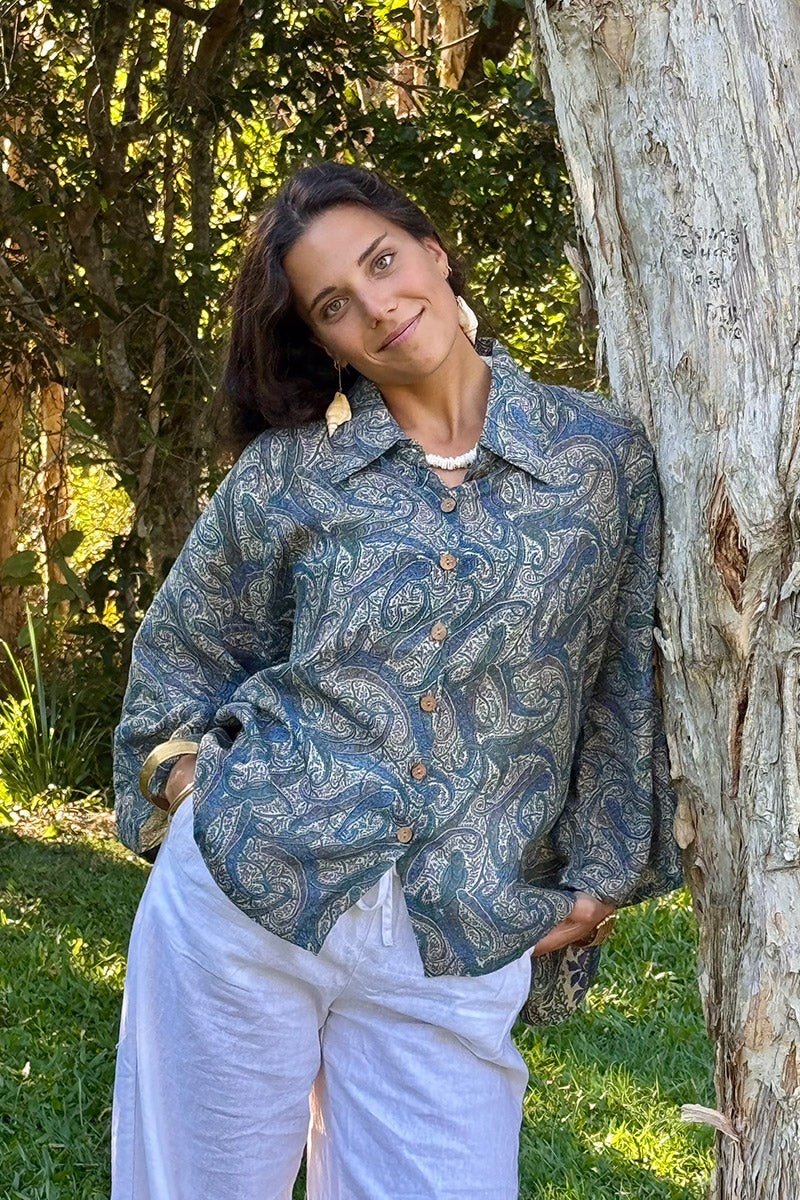 Vintage Sari Amira - Paisley (wool/silk)