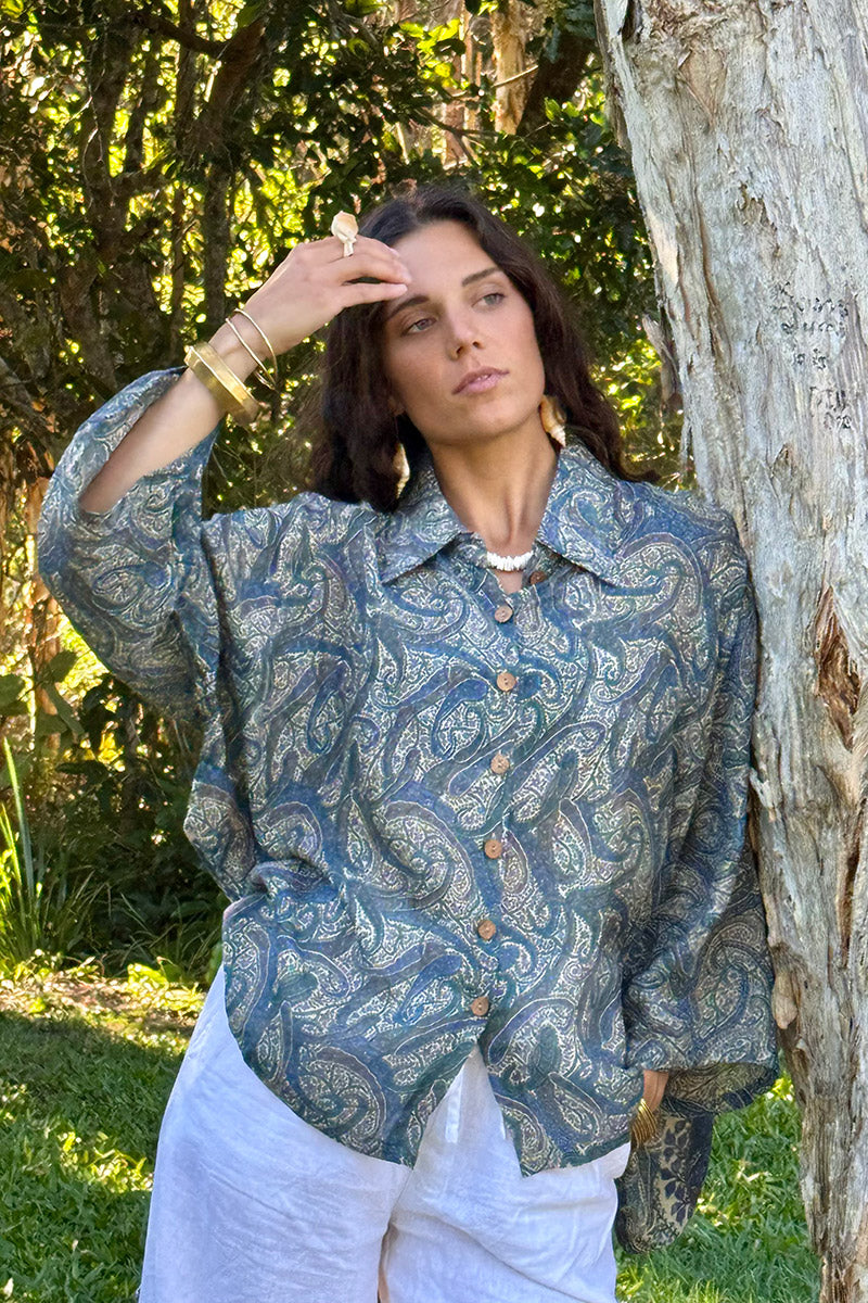 Vintage Sari Amira - Paisley (wool/silk)