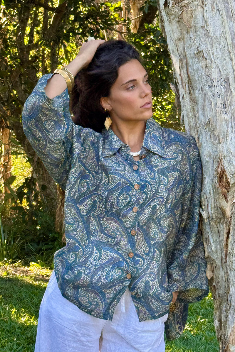 Vintage Sari Amira - Paisley (wool/silk)