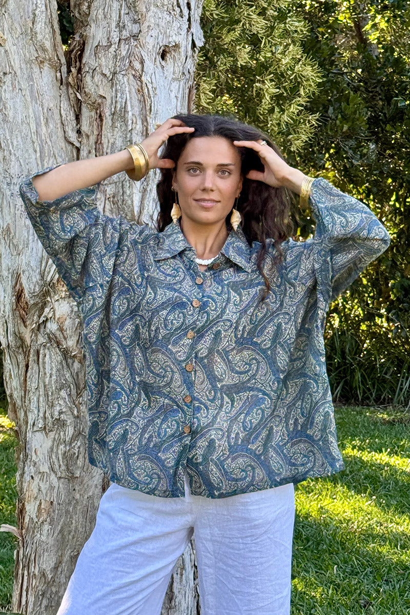 Vintage Sari Amira - Paisley (wool/silk)