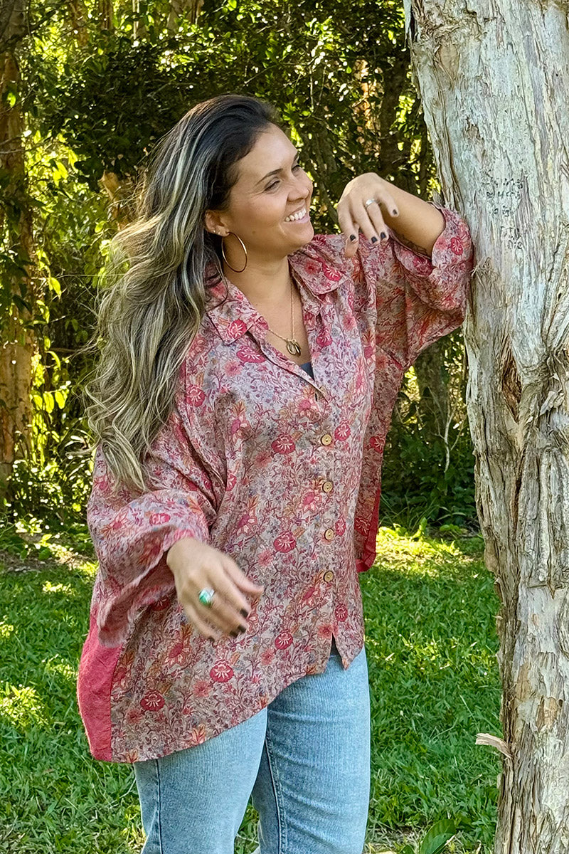 Vintage Sari Amira - Flora (wool/silk)