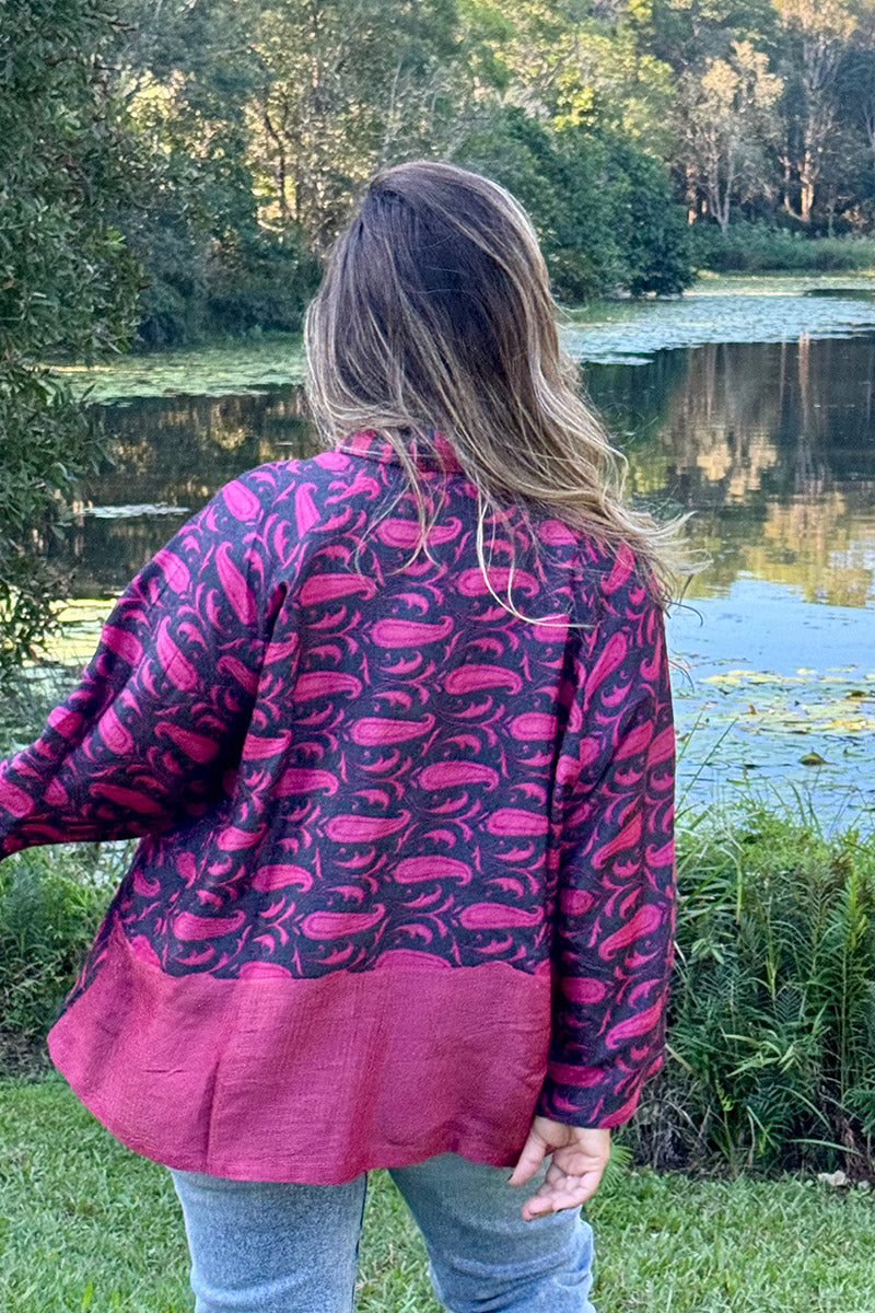 Vintage Sari Amira - Raspberry (wool/silk)