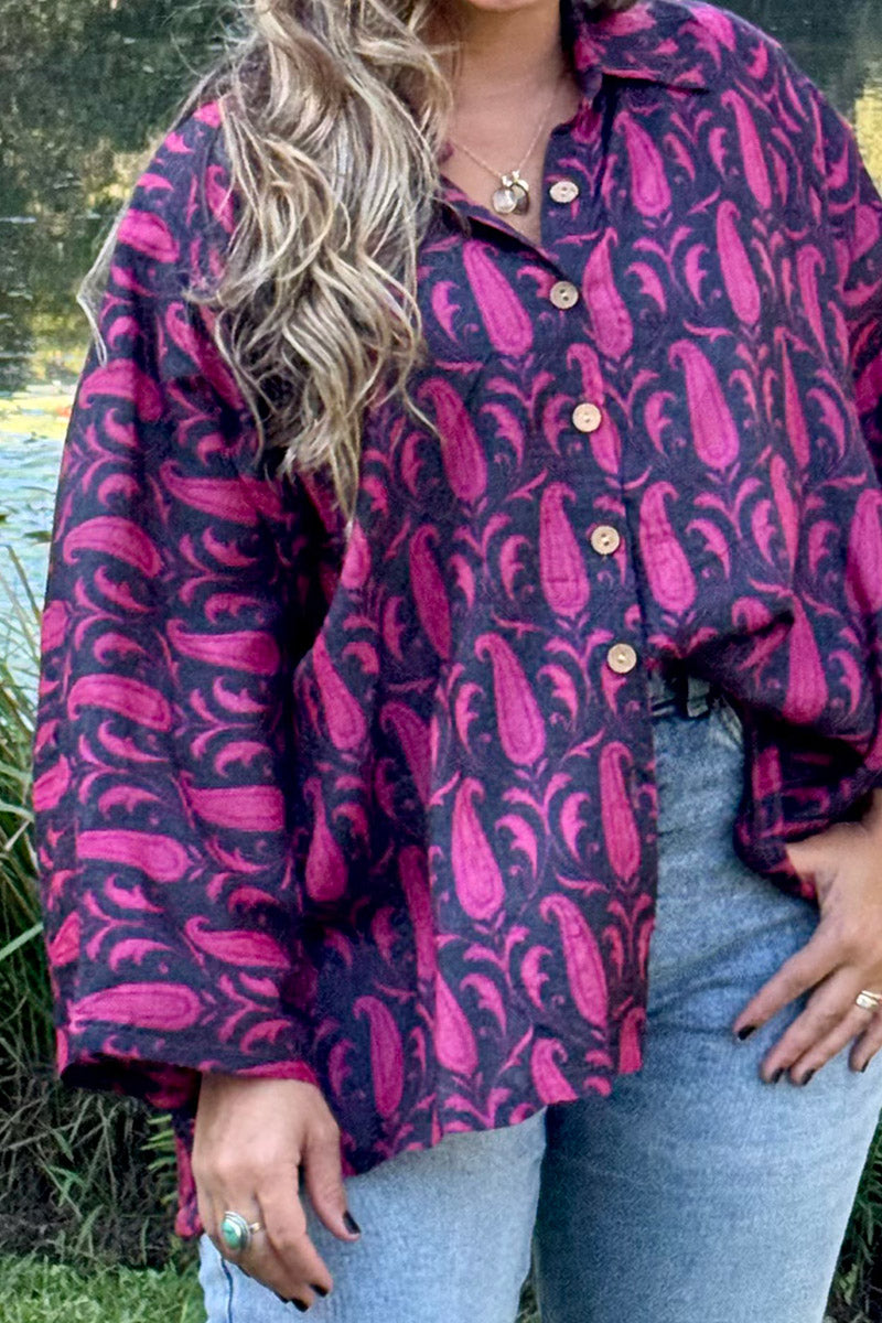 Vintage Sari Amira - Raspberry (wool/silk)