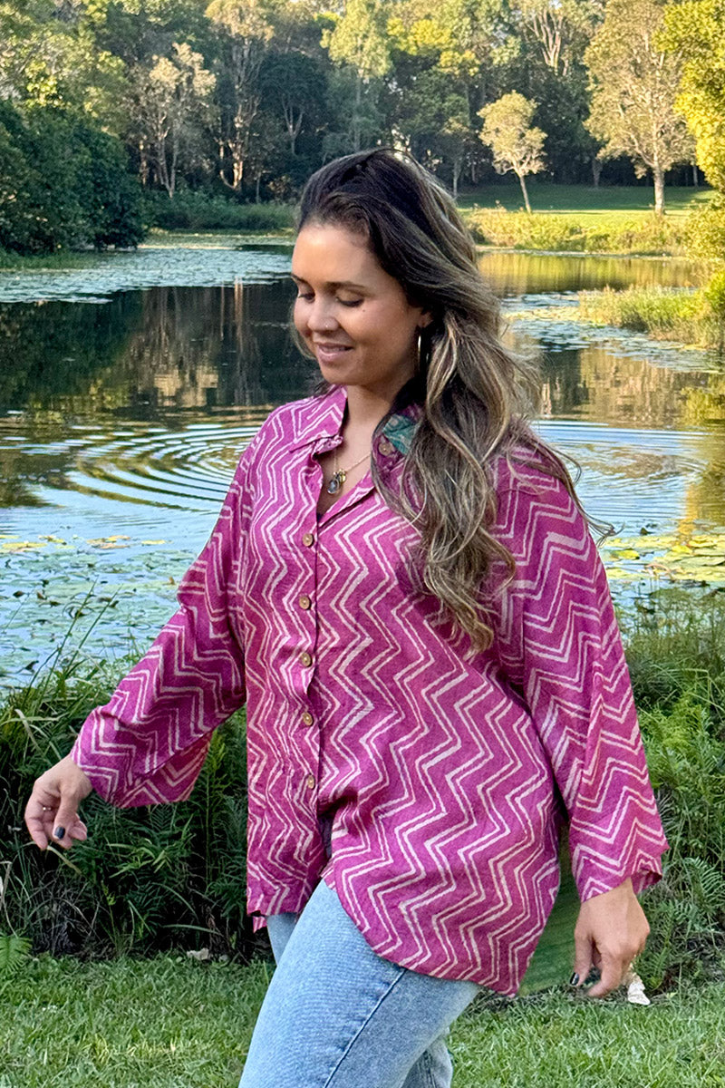 Vintage Sari Amira - Orchid (wool/silk)