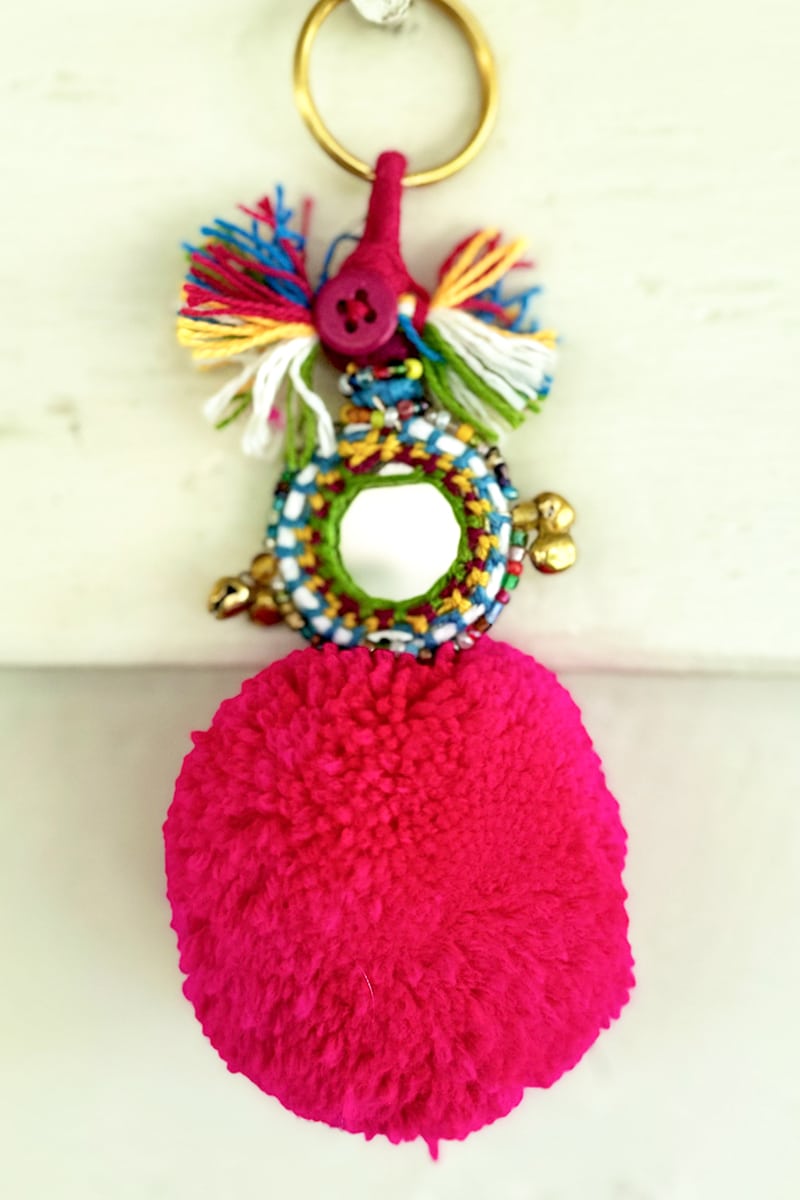 PomPom Keyring - Hot Pink