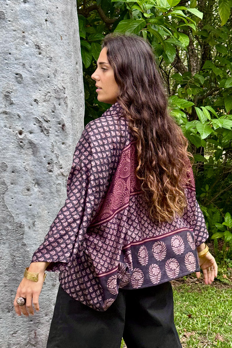 Vintage Sari Amira - Raspberry (wool/silk)