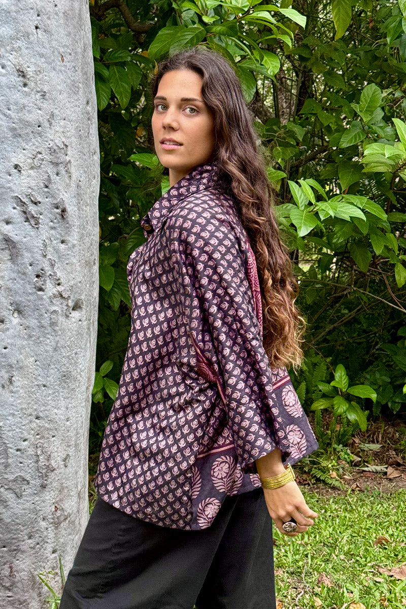 Vintage Sari Amira - Raspberry (wool/silk)