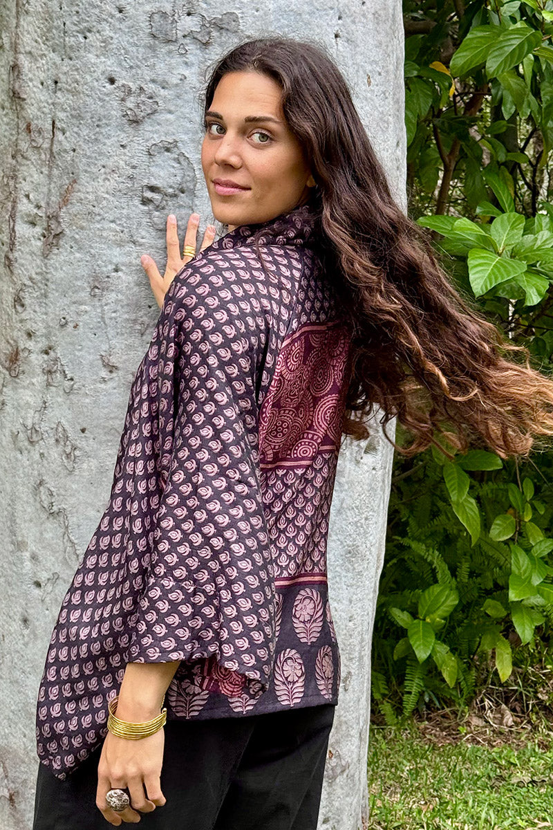 Vintage Sari Amira - Raspberry (wool/silk)