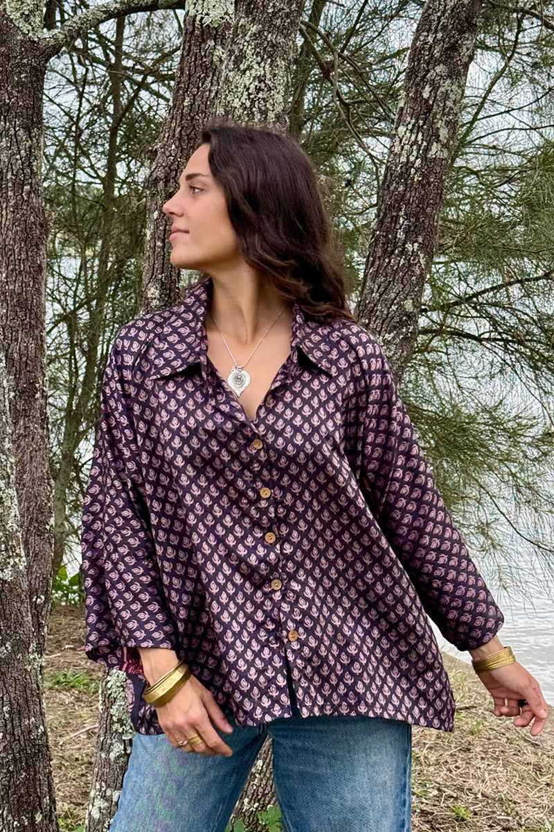 Vintage Sari Amira - Raspberry (wool/silk)
