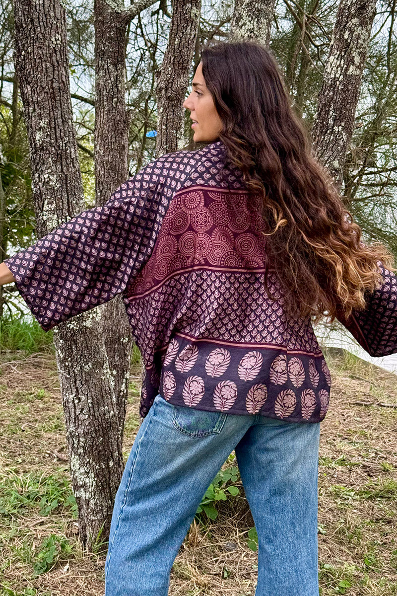 Vintage Sari Amira - Raspberry (wool/silk)