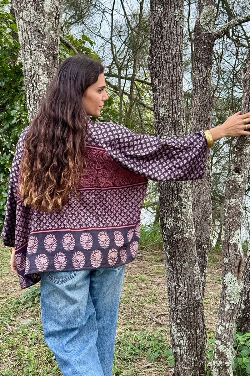 Vintage Sari Amira - Raspberry (wool/silk)