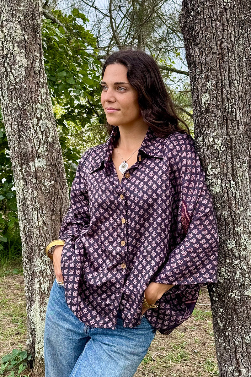 Vintage Sari Amira - Raspberry (wool/silk)