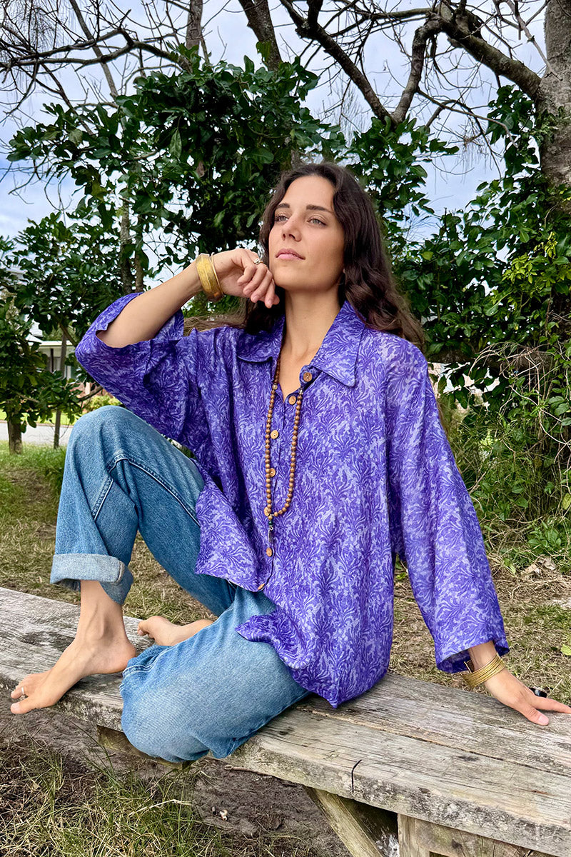 Vintage Sari Amira - Violet (wool/silk)