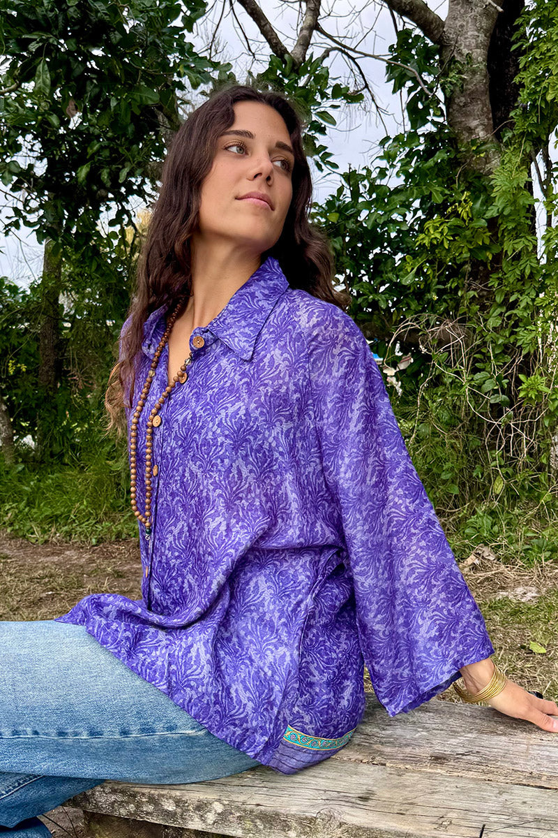 Vintage Sari Amira - Violet (wool/silk)