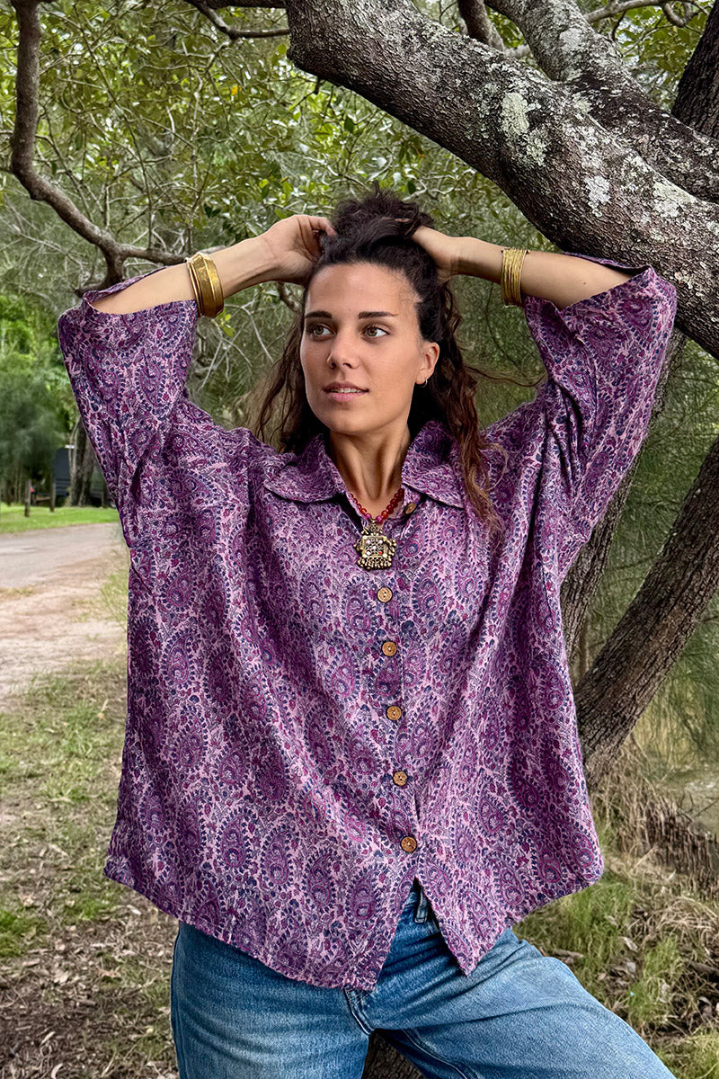 Vintage Sari Amira - Amethyst (wool/silk)