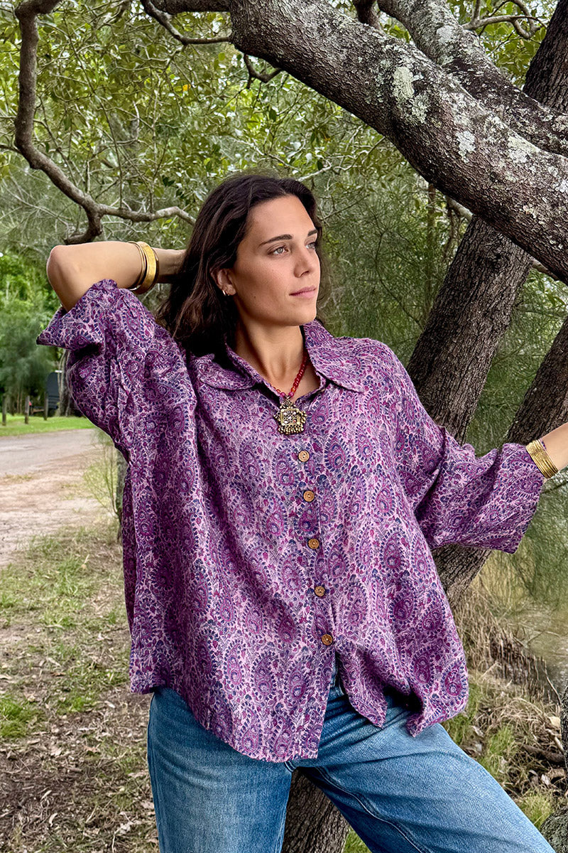 Vintage Sari Amira - Amethyst (wool/silk)