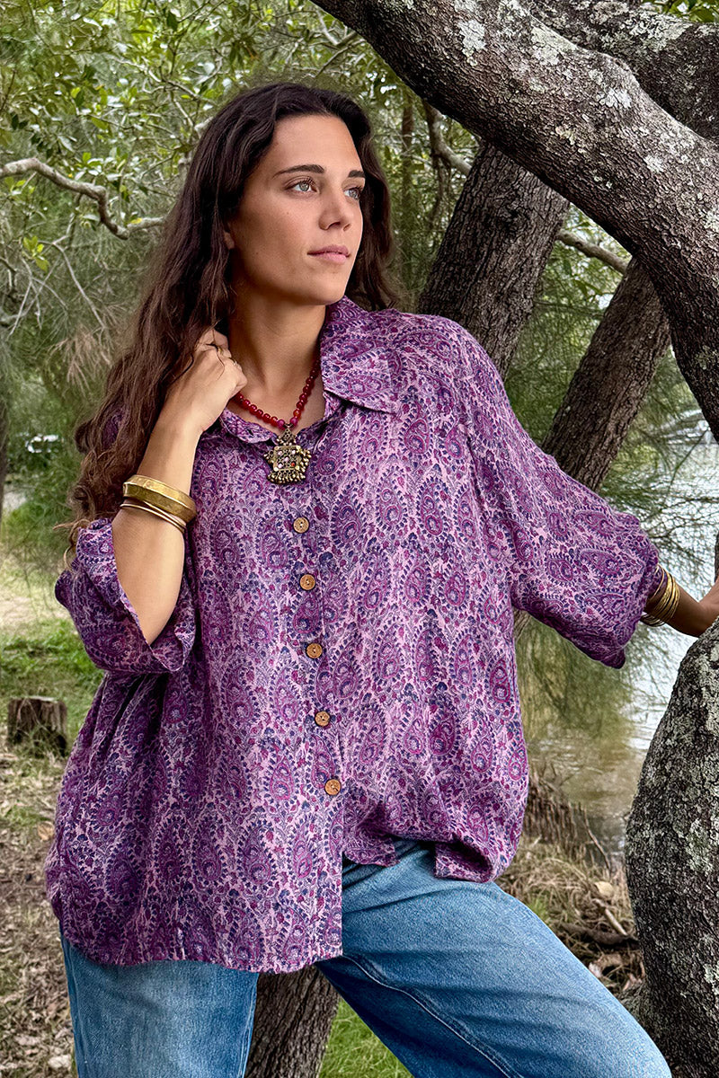 Vintage Sari Amira - Amethyst (wool/silk)