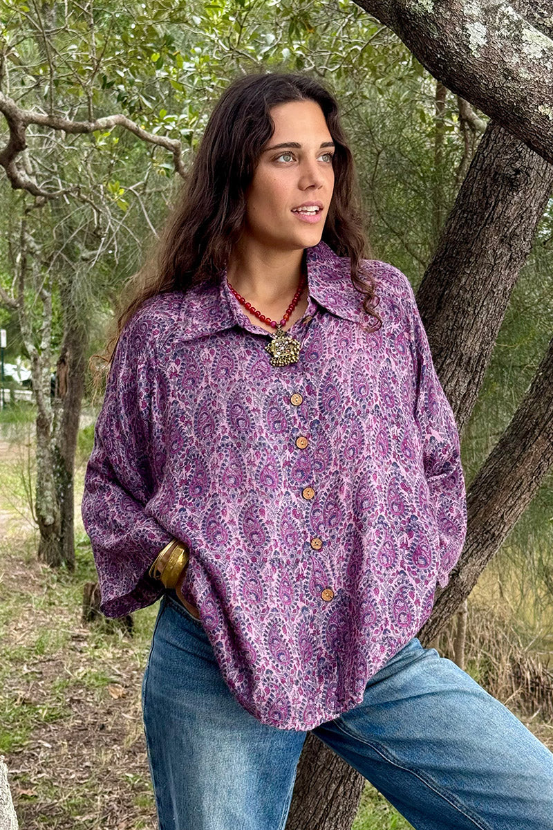 Vintage Sari Amira - Amethyst (wool/silk)