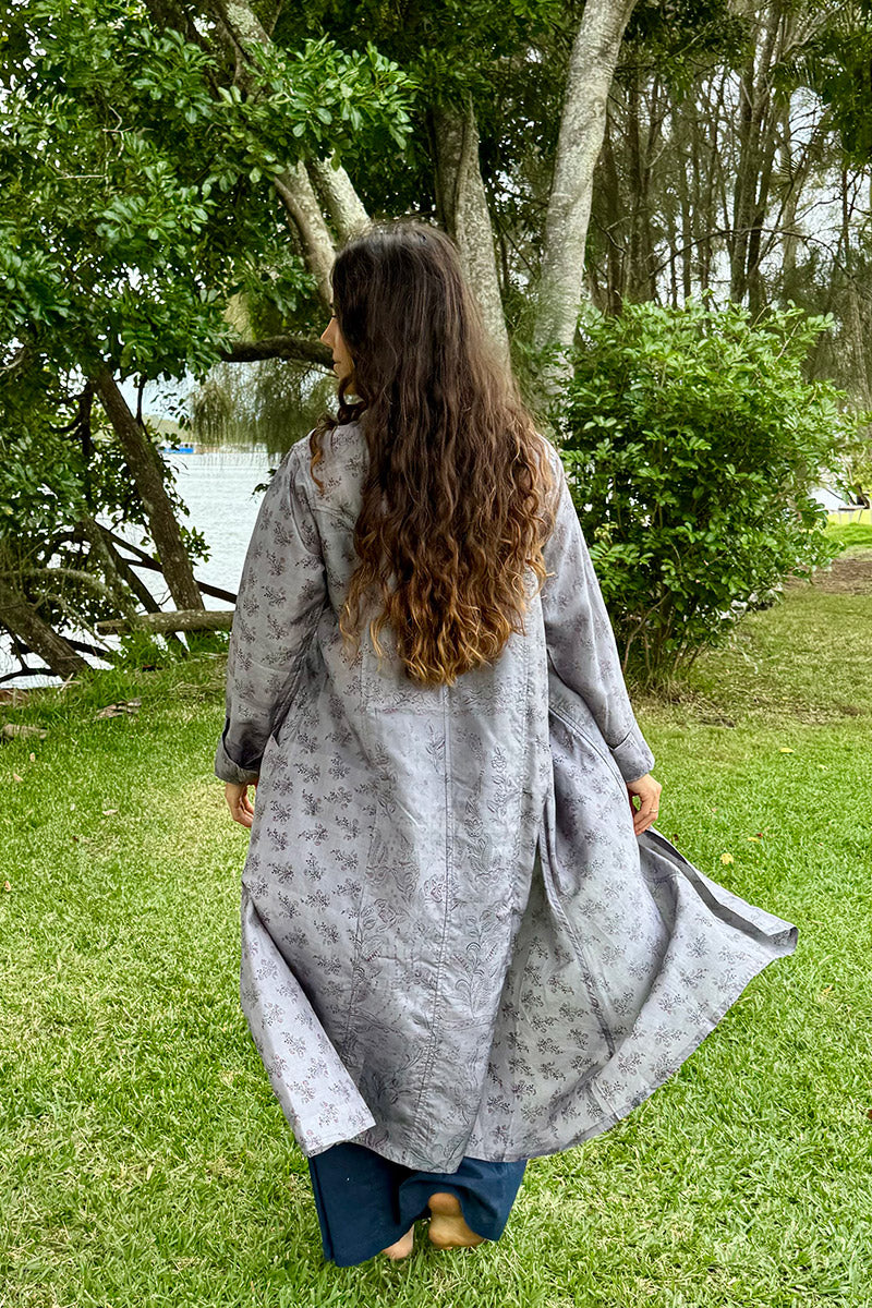 Vintage Sari Dust Coat - Mica (silk)