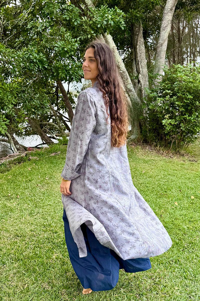 Vintage Sari Dust Coat - Mica (silk)