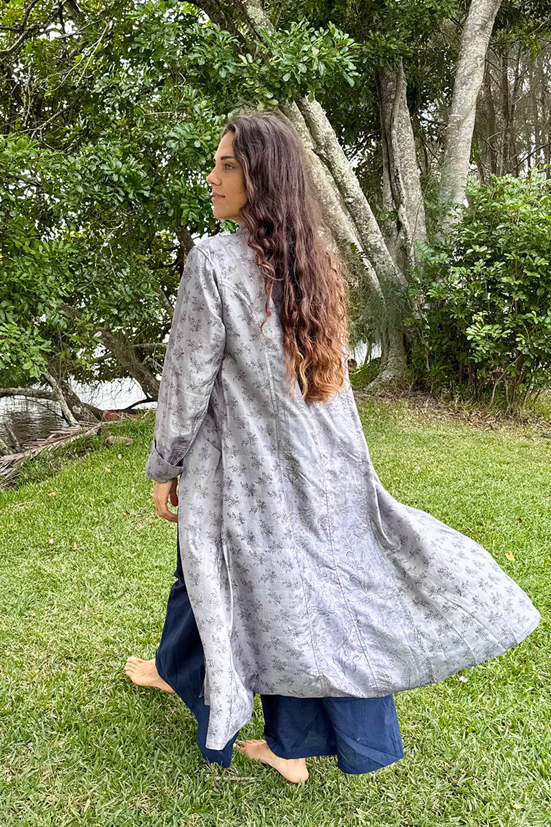 Vintage Sari Dust Coat - Mica (silk)