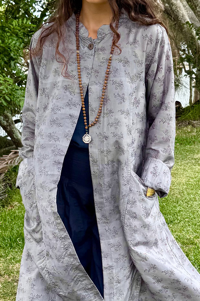 Vintage Sari Dust Coat - Mica (silk)
