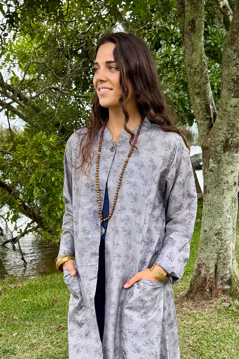 Vintage Sari Dust Coat - Mica (silk)