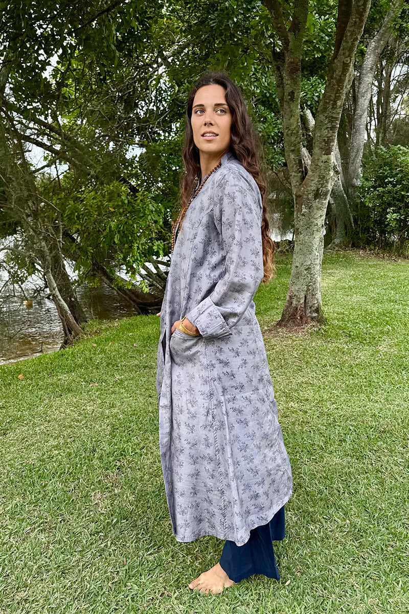 Vintage Sari Dust Coat - Mica (silk)