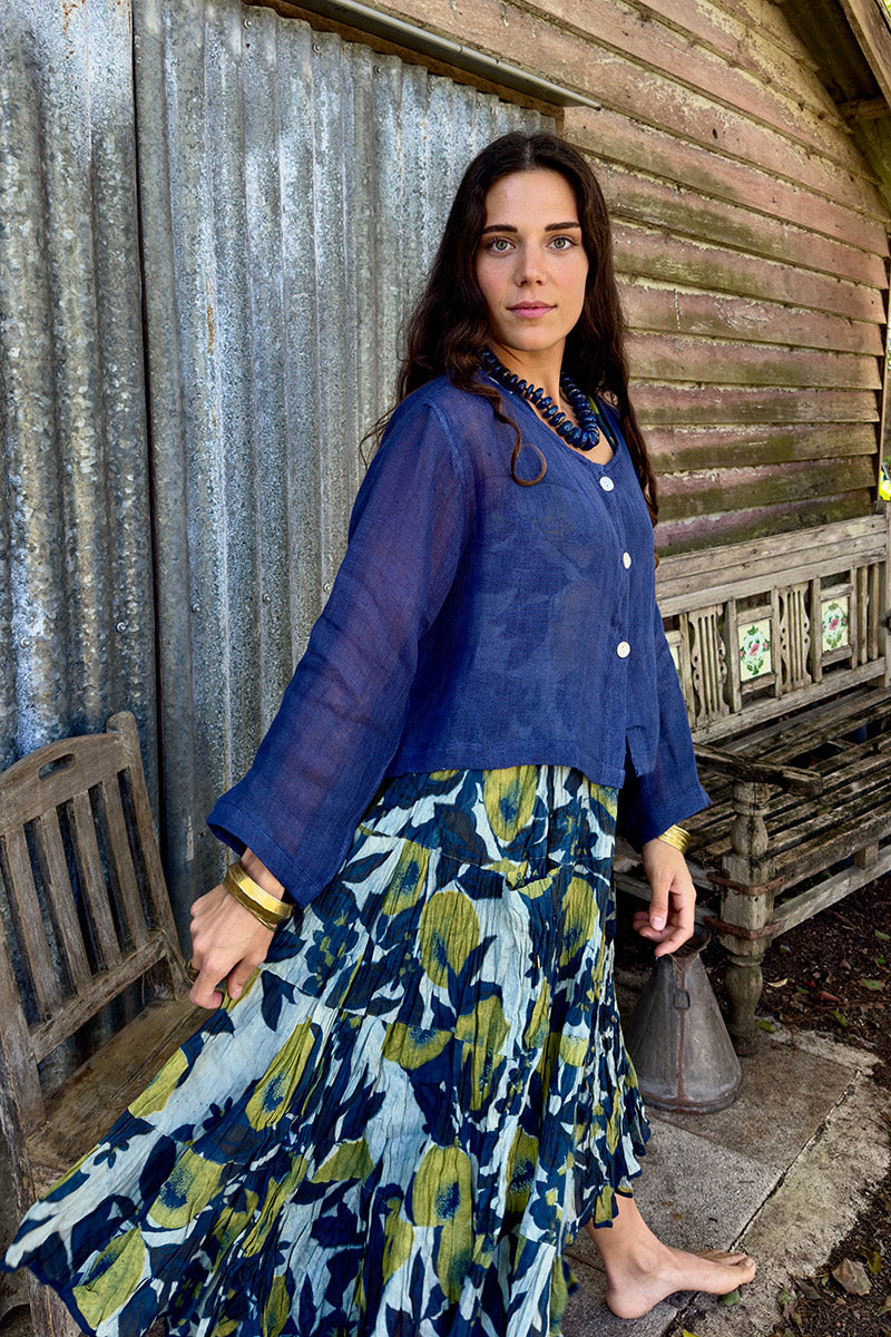 Wild Hearts Linen Cardigan - Navy