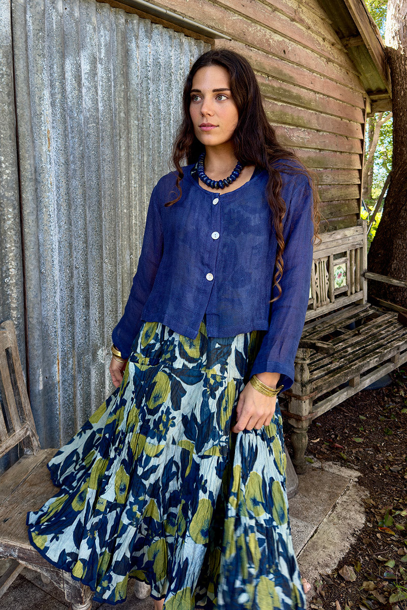 Wild Hearts Linen Cardigan - Navy