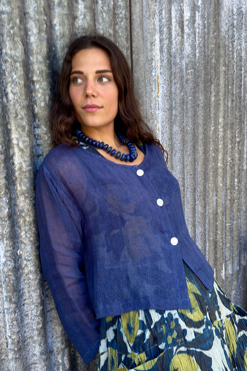 Wild Hearts Linen Cardigan - Navy