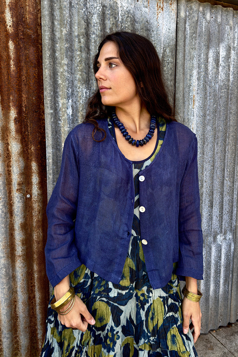 Wild Hearts Linen Cardigan - Navy