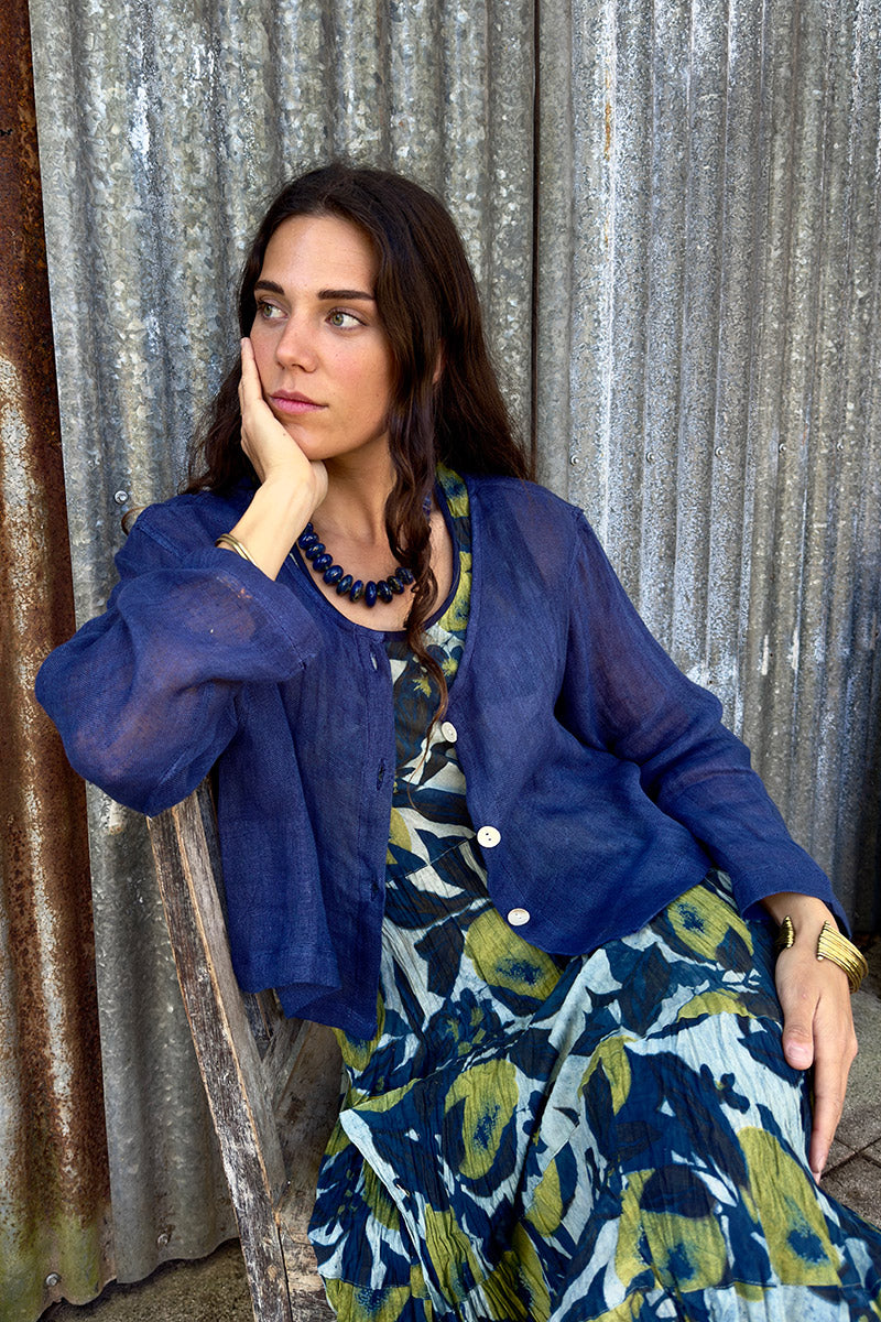 Wild Hearts Linen Cardigan - Navy