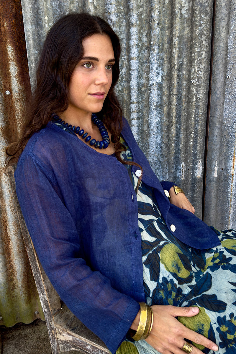 Wild Hearts Linen Cardigan - Navy