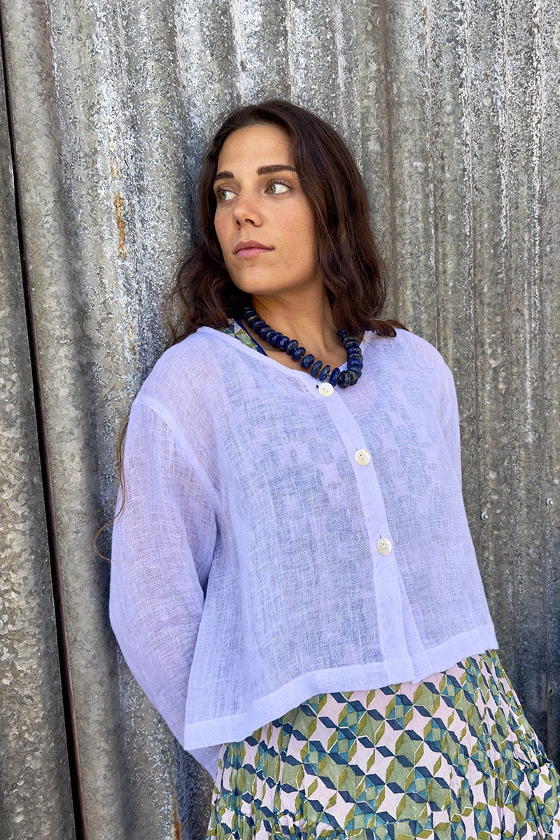 Wild Hearts Linen Cardigan - Lavender Mist