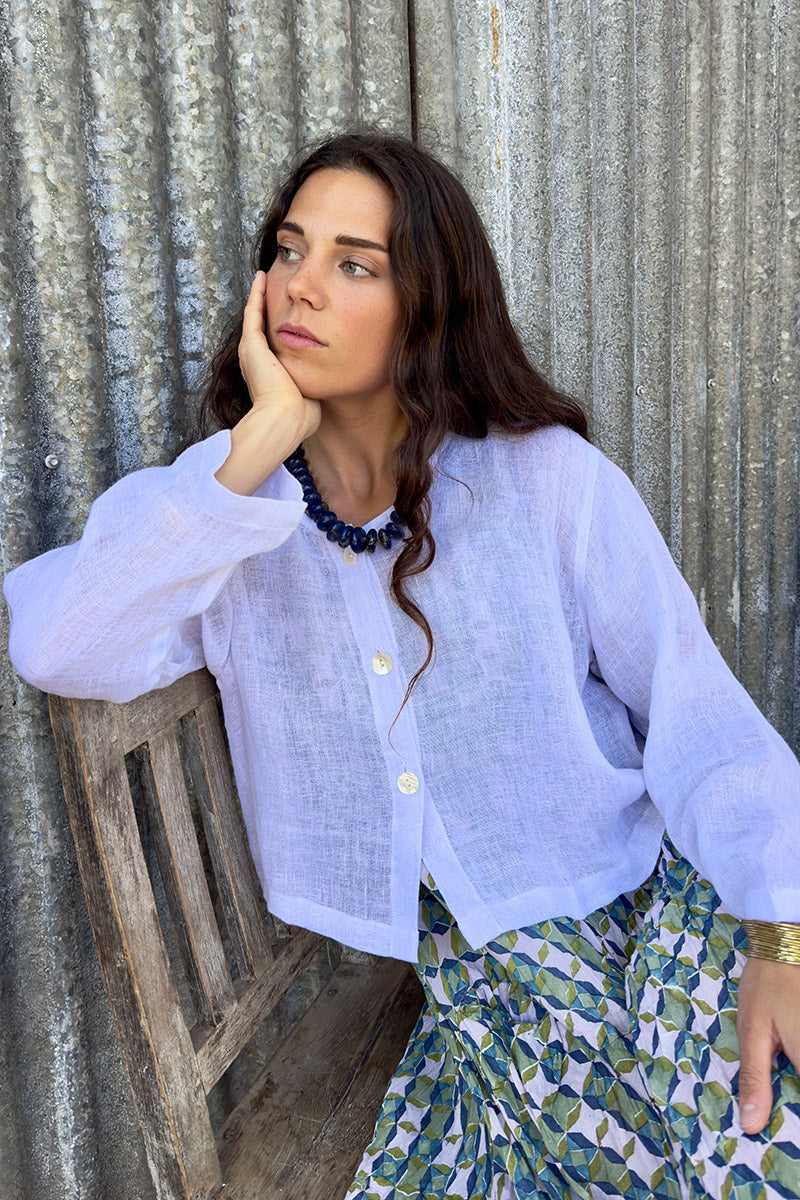 Wild Hearts Linen Cardigan - Lavender Mist
