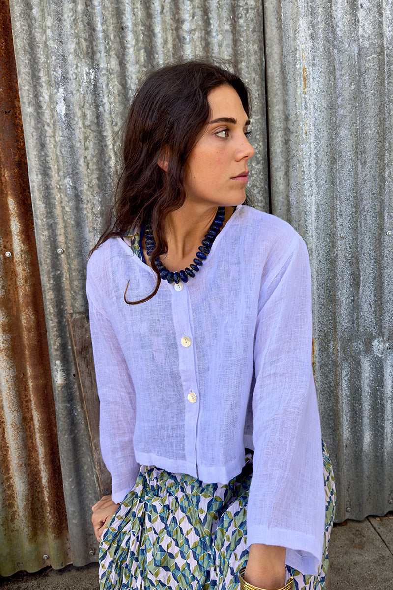 Wild Hearts Linen Cardigan - Lavender Mist