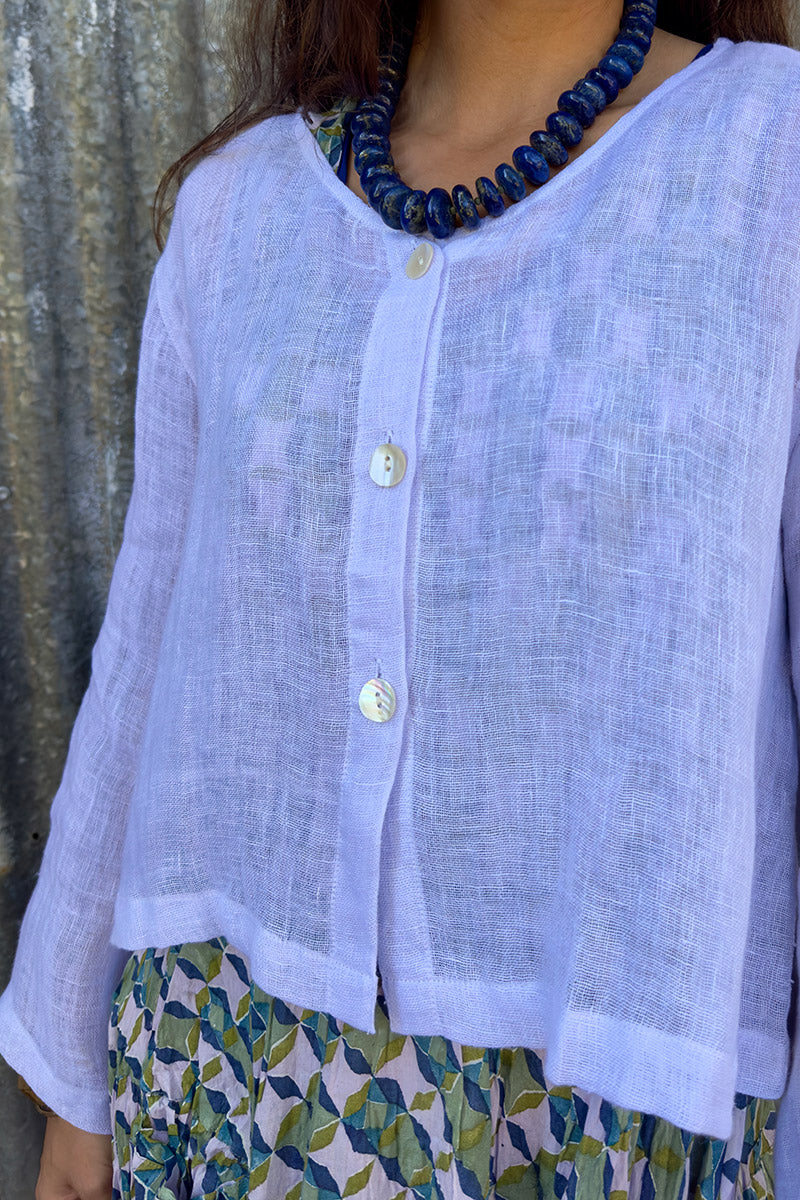 Wild Hearts Linen Cardigan - Lavender Mist